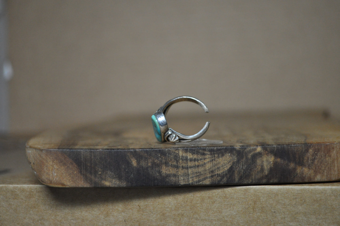 Running Bear Sterling Silver Turquoise Ring - Size 8 (Made Adjustable) - Stamped and Tested Sterling Silver - Authentic Native American Jewelry