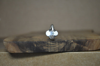 Running Bear Sterling Silver Turquoise Ring - Size 8 (Made Adjustable) - Stamped and Tested Sterling Silver - Authentic Native American Jewelry