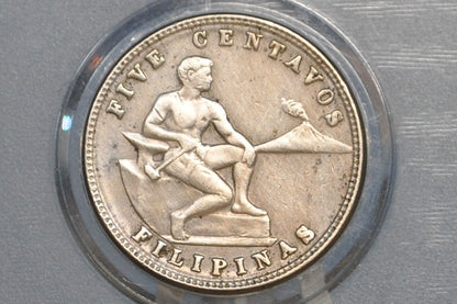 1934 Philippines 5 Centavos - XF+ - 1934M Five Centavos - Territorial Philippines