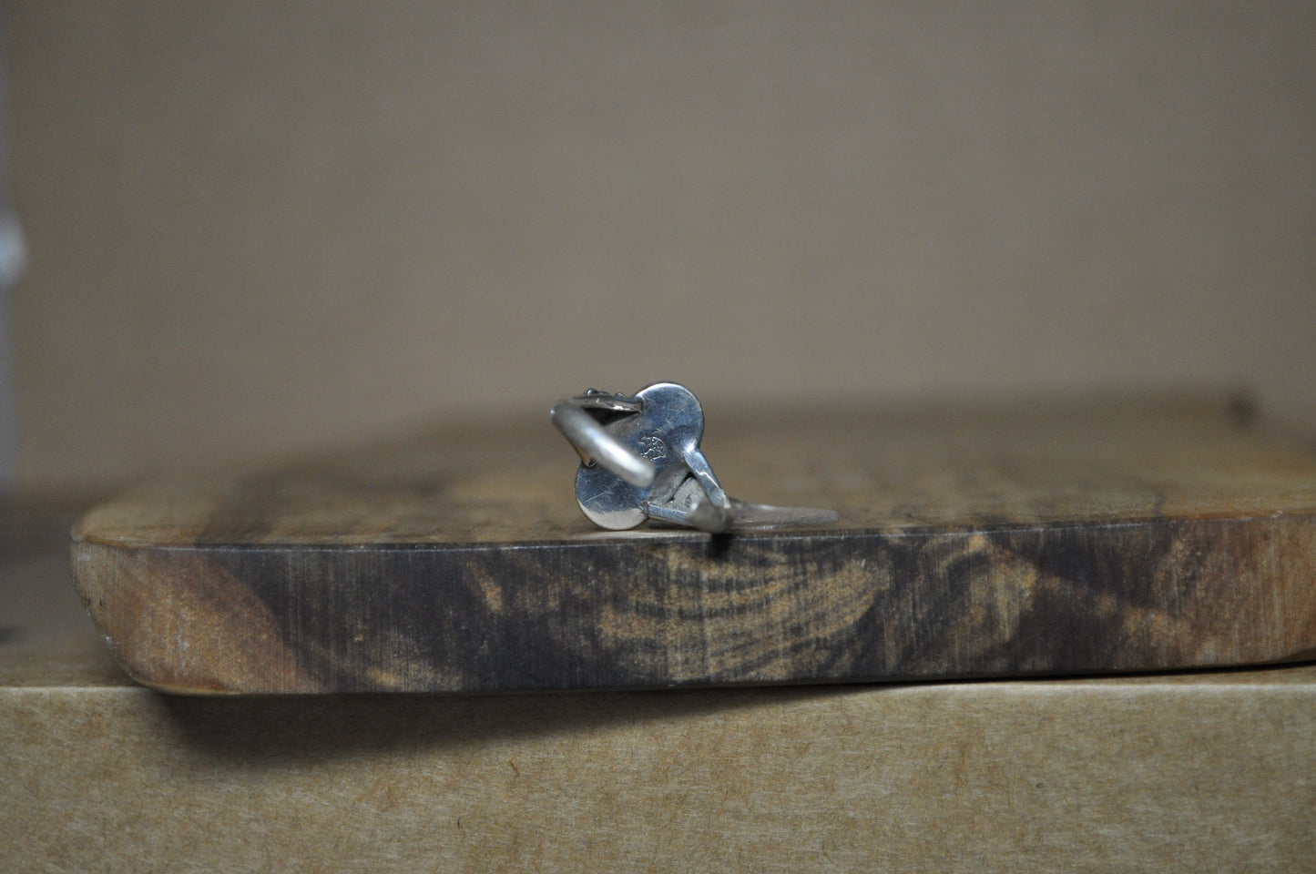 Running Bear Sterling Silver Turquoise Ring - Size 8 (Made Adjustable) - Stamped and Tested Sterling Silver - Authentic Native American Jewelry