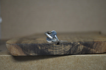 Running Bear Sterling Silver Turquoise Ring - Size 8 (Made Adjustable) - Stamped and Tested Sterling Silver - Authentic Native American Jewelry