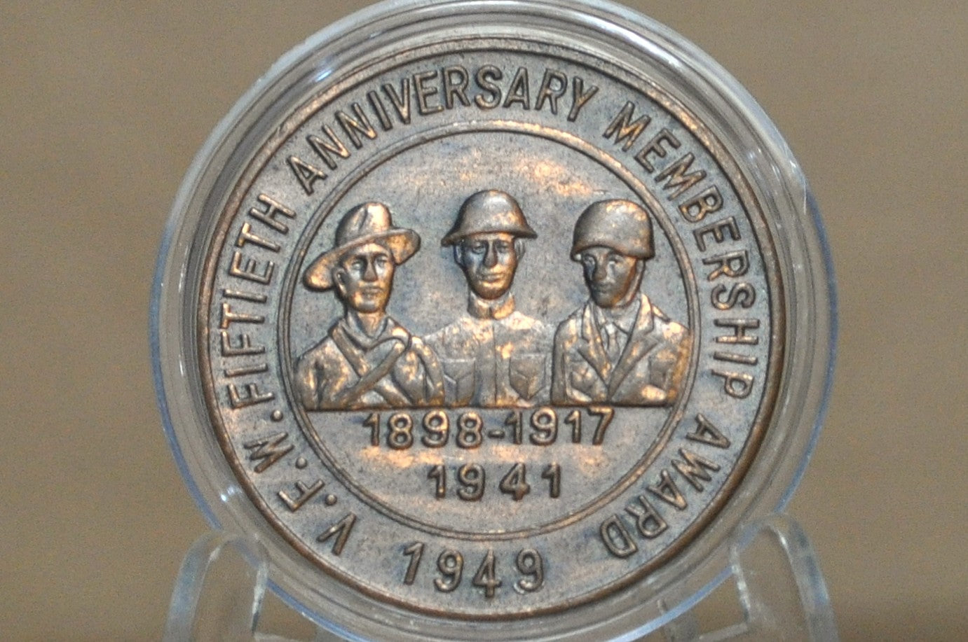 Vintage Fiftieth Anniversary Membership Award Veterans of Foreign Wars Token - Veterans of Foreign Wars of the United States 1898-1917 Token
