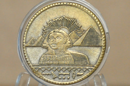 Vintage Egyptian Revival Magic Token - 19th Century Antique Egyptian Revival Brass Sphinx Medallion