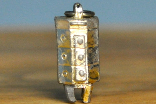 Silver and Gold Tone Pottery Kiln Charm - 0.75 Inches H, 0.5 Inches W - Hollow Charm