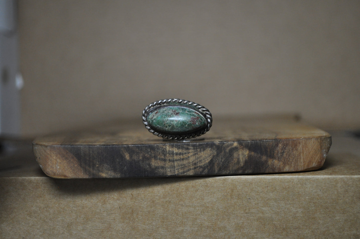 Stunning Oval Cut Chrysocolla Twisted Rope Bezel Ring - Size 5.5 - Stamped and Tested Sterling Silver - Large Stone Ring