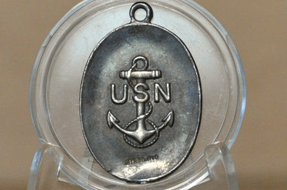 The United States Navy Sterling Pendant Custom Engraved Reverse - 1942 USN Sterling Charm Custom Engraving Wedding Anniversary