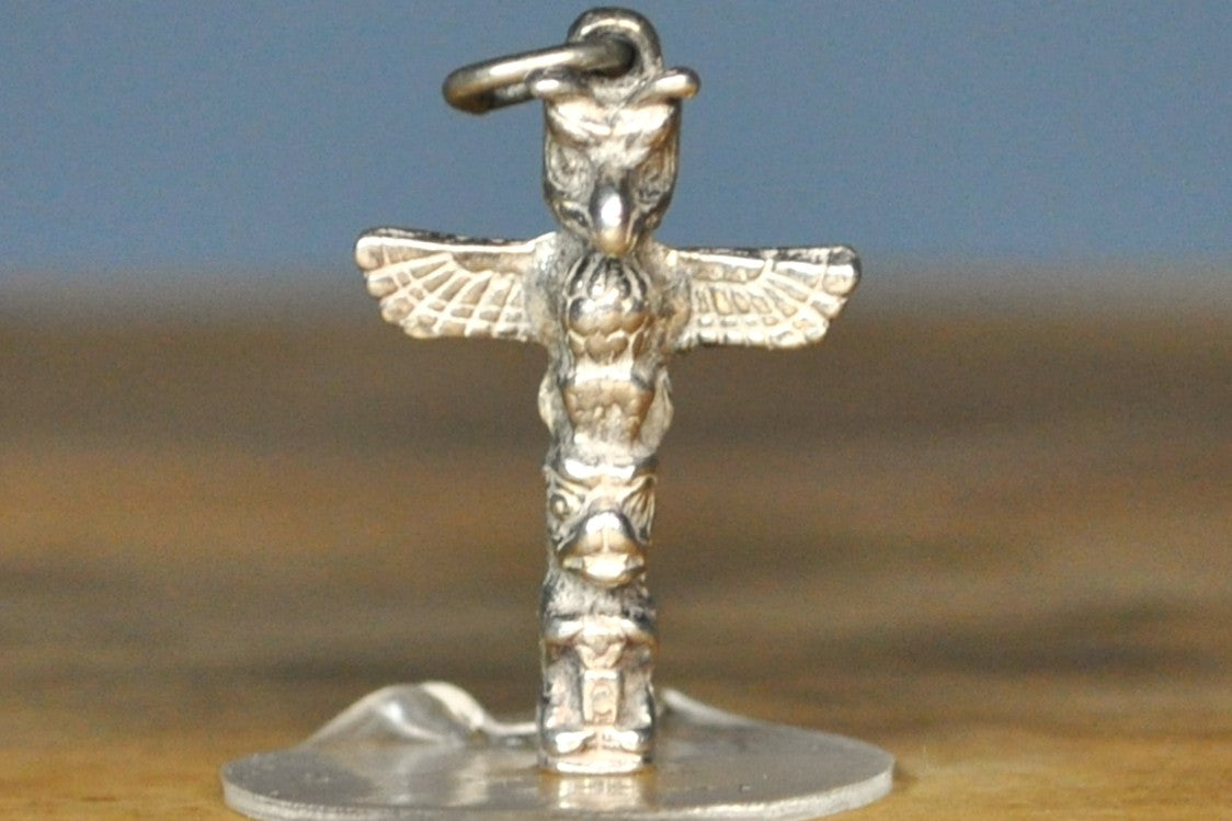 Pacific Northwestern Native American Totem Pole Charm - Tested Sterling Silver - Pacific Northwestern Coast Jewelry - Indigenous Charms