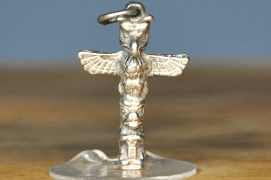 Pacific Northwestern Native American Totem Pole Charm - Tested Sterling Silver - Pacific Northwestern Coast Jewelry - Indigenous Charms
