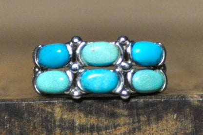 Sterling Silver ATI Mexico Signed Turquoise Ring - Size 8 - Stamped and Tested Sterling Silver - Mexican Turquoise Jewelry