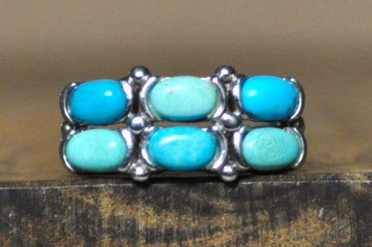 Sterling Silver ATI Mexico Signed Turquoise Ring - Size 8 - Stamped and Tested Sterling Silver - Mexican Turquoise Jewelry