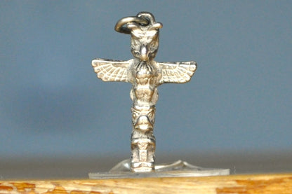 Pacific Northwestern Native American Totem Pole Charm - Tested Sterling Silver - Pacific Northwestern Coast Jewelry - Indigenous Charms