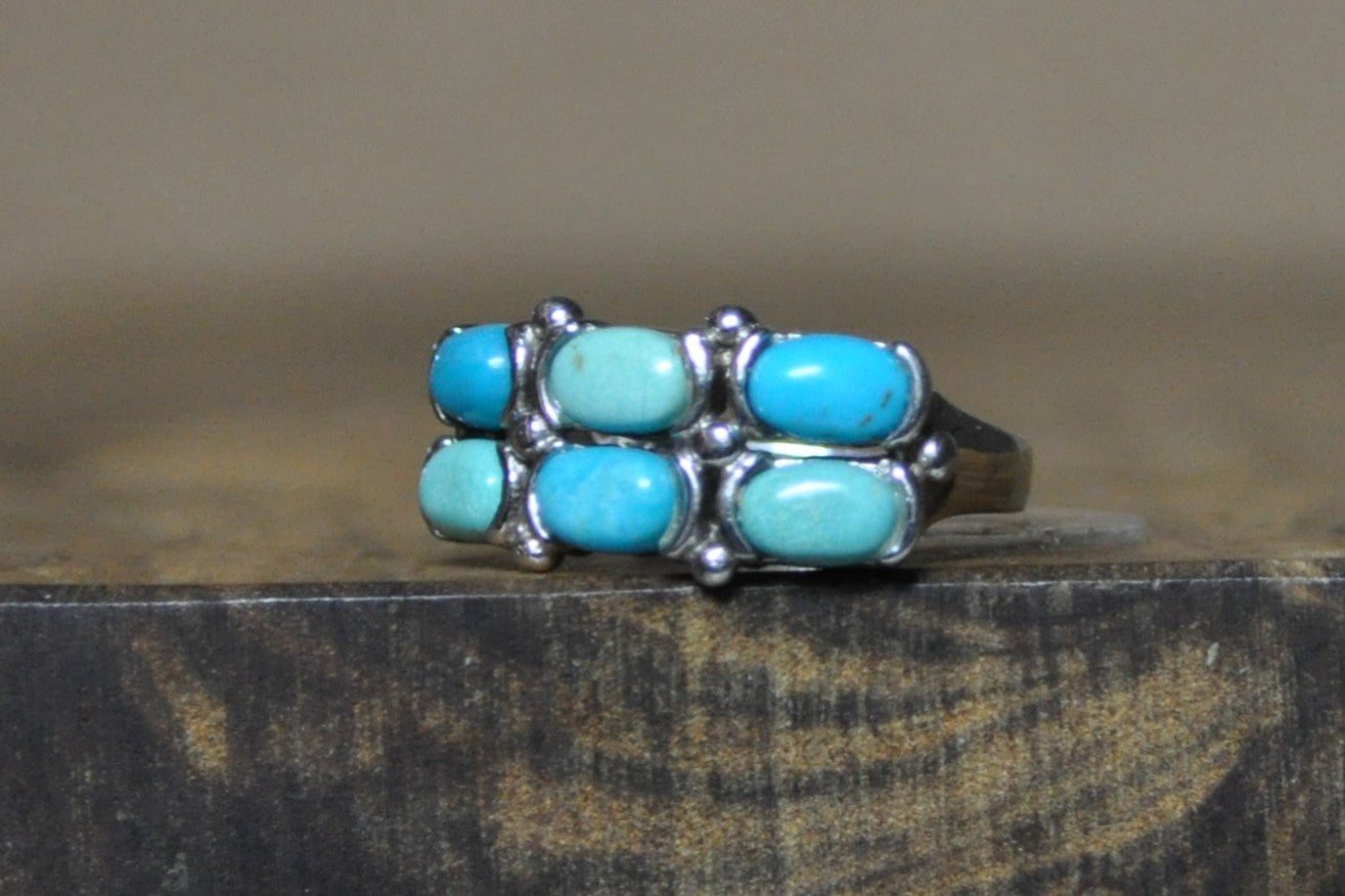 Sterling Silver ATI Mexico Signed Turquoise Ring - Size 8 - Stamped and Tested Sterling Silver - Mexican Turquoise Jewelry