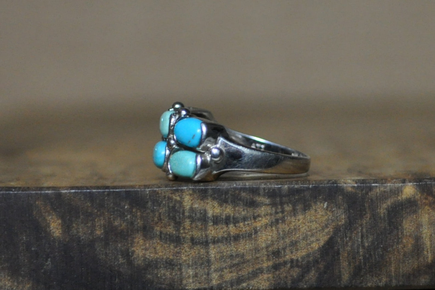 Sterling Silver ATI Mexico Signed Turquoise Ring - Size 8 - Stamped and Tested Sterling Silver - Mexican Turquoise Jewelry