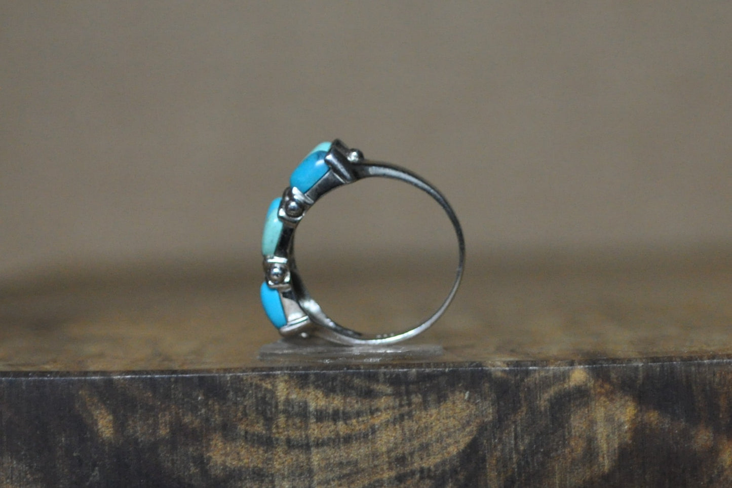 Sterling Silver ATI Mexico Signed Turquoise Ring - Size 8 - Stamped and Tested Sterling Silver - Mexican Turquoise Jewelry