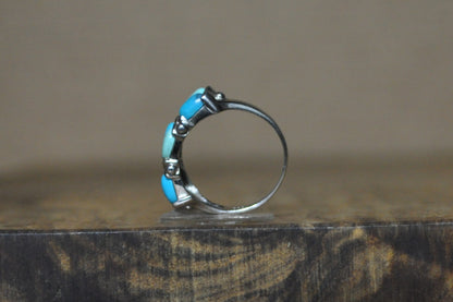 Sterling Silver ATI Mexico Signed Turquoise Ring - Size 8 - Stamped and Tested Sterling Silver - Mexican Turquoise Jewelry