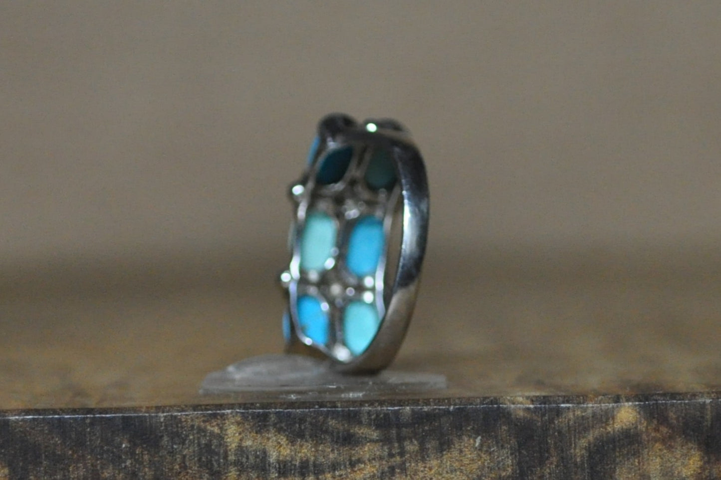 Sterling Silver ATI Mexico Signed Turquoise Ring - Size 8 - Stamped and Tested Sterling Silver - Mexican Turquoise Jewelry