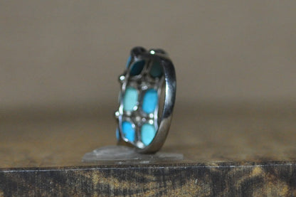 Sterling Silver ATI Mexico Signed Turquoise Ring - Size 8 - Stamped and Tested Sterling Silver - Mexican Turquoise Jewelry