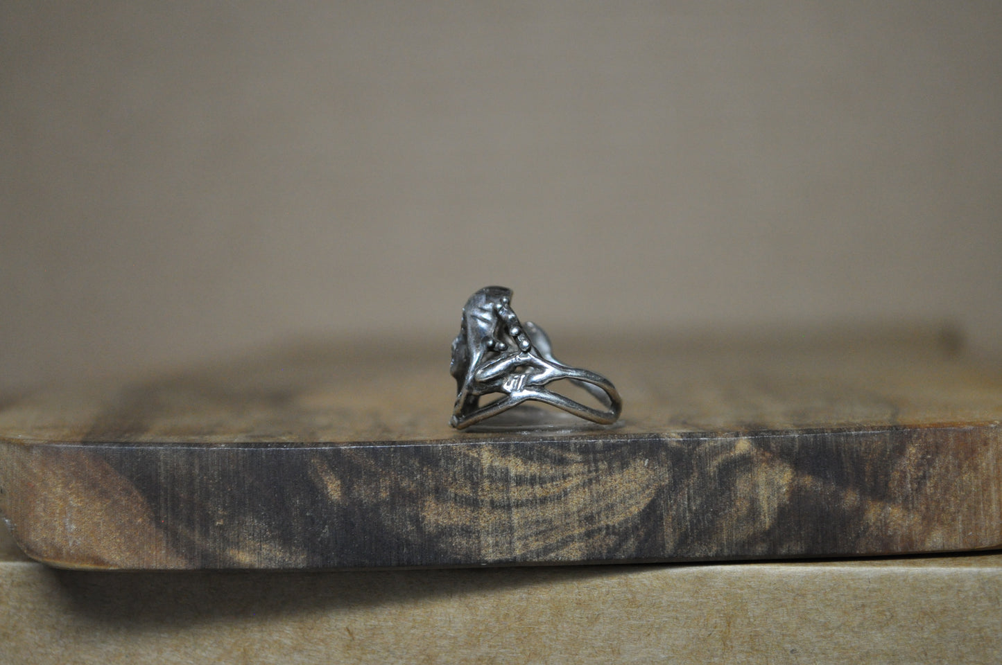 Art Nouveau Style Woman's Face Ring - Size 4.5 - Tested Sterling Silver - Soldered Jewelry