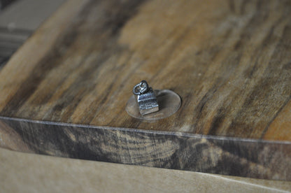 Tiny Articulated Engagement Ring with Box Charm - Stamped and Tested Sterling Silver - Wells Sterling - Blue Velvet Cloth