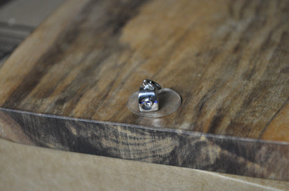 Tiny Articulated Engagement Ring with Box Charm - Stamped and Tested Sterling Silver - Wells Sterling - Blue Velvet Cloth