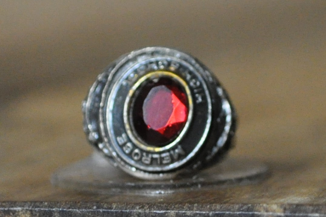 Vintage Melrose High School Class Ring Charm - Stamped and Tested Sterling Silver - Melrose Red Raiders Class Ring Charm - Class Ring Necklace Charm