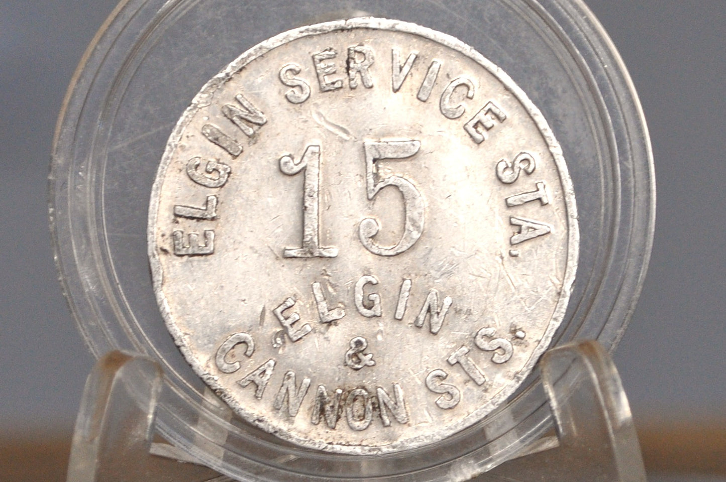 Elgin Service Station 15 Cents In trade Token - Antique Trade Token From Elgin Service Station