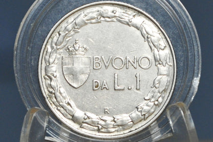 1924 1 Lira - Choice Uncirculated -  L.1 Italian Coin 1924 - Beautiful Coin - 1924 L1 Italy One lire - Nickel Composition