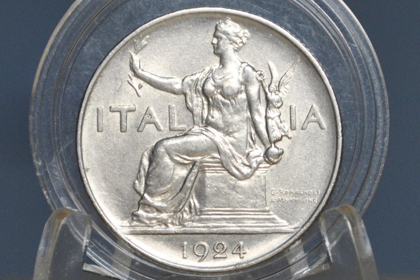 1924 1 Lira - Choice Uncirculated -  L.1 Italian Coin 1924 - Beautiful Coin - 1924 L1 Italy One lire - Nickel Composition