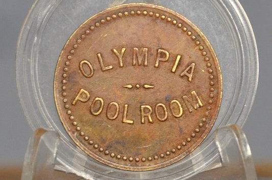 Olympia Pool Room 2 Cent Trade Token - Antique Trade Token 2 Cents at Olympia Pool Room