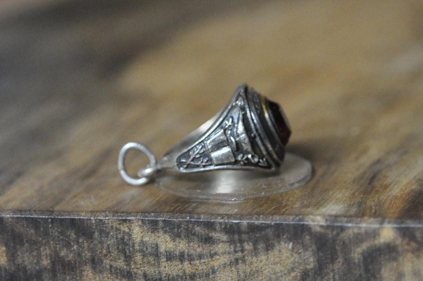 Vintage Melrose High School Class Ring Charm - Stamped and Tested Sterling Silver - Melrose Red Raiders Class Ring Charm - Class Ring Necklace Charm