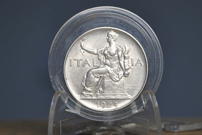 1924 1 Lira - Choice Uncirculated -  L.1 Italian Coin 1924 - Beautiful Coin - 1924 L1 Italy One lire - Nickel Composition