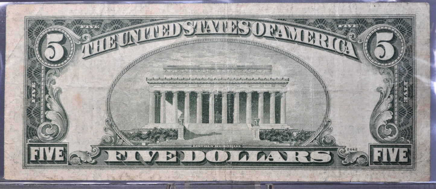 1953A Fancy Serial Number 5 Dollar Star Note Silver Cert - *25622533 - 1953-A Blue Seal Five Dollars Star Note Fancy Serial - Fr.1656*