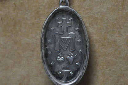 Sterling Creed Large Oval Miraculous Medal Necklace - 26 Inches - Stamped and Tested Sterling Silver - Christian Medal