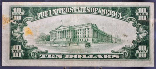 1929 Boston Federal Reserve 10 Dollar Bank Note - Extremely Fine (XF) - 1929 Brown Seal National Currency Boston Ten Dollar Note - Fr#1860A