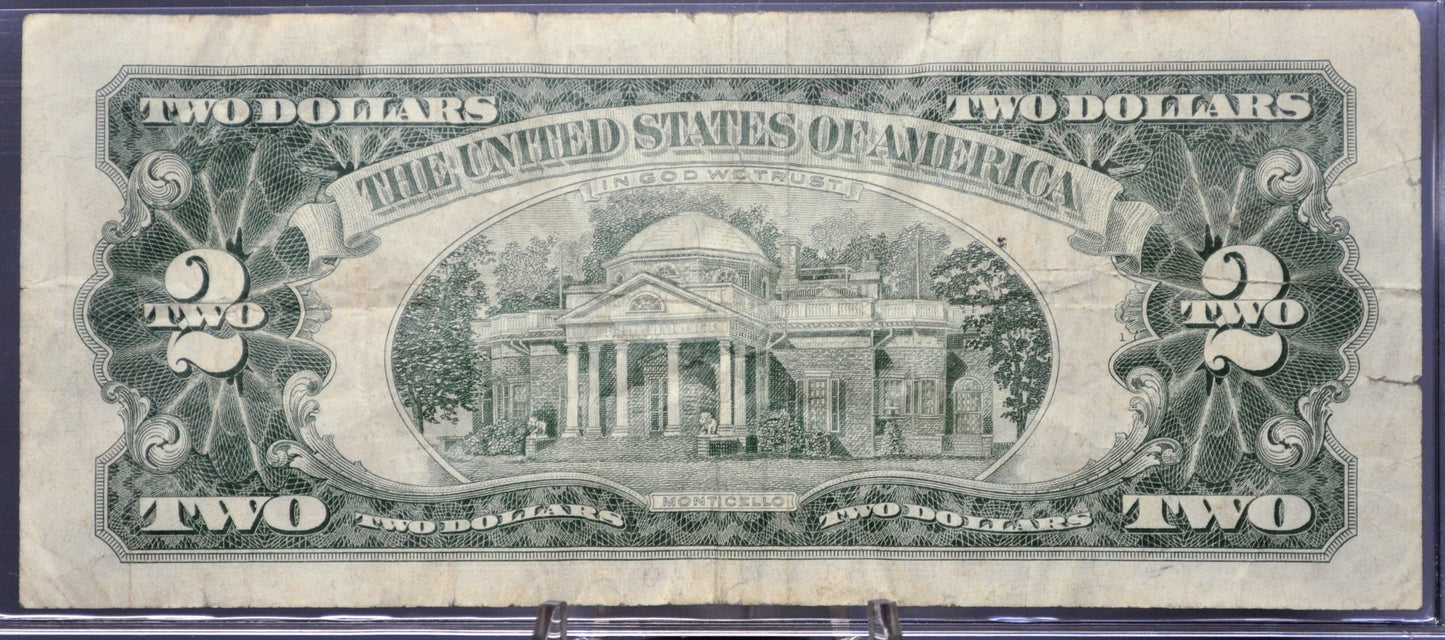 1963 Low Serial Number U.S. Legal Tender 2 Dollar Note - 00089614 - 1963 Two Dollar Low Serial Red Seal Note - Fr#1513