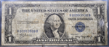 1935-A Low Fancy Serial Number Silver Cert 1 Dollar Note - 00993938 - 1935A One Dollar Silver Certificate Cool Serial Note - Fr.1608
