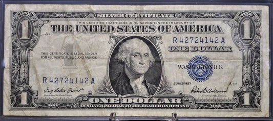 1957 Fancy Bookend Serial Number Silver Certificate 1 Dollar Note - 42724142 - 1957 One Dollar Blue Seal Fancy Serial Banknote - Fr#1619