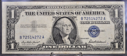 1957 Fancy Bookend Serial Number Silver Certificate 1 Dollar Note - 72514272 - 1957 One Dollar Blue Seal Fancy Serial Banknote - Fr#1619