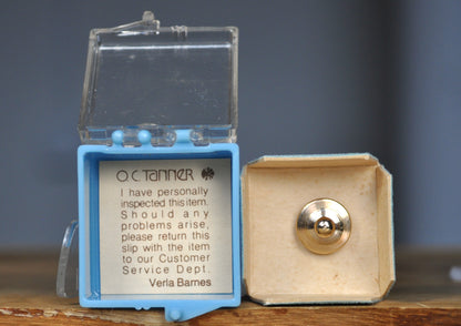 Antique Gold Toned York Stamped lapel Pin - Vintage York Lapel Pin In box from O. C. Tanner Co.