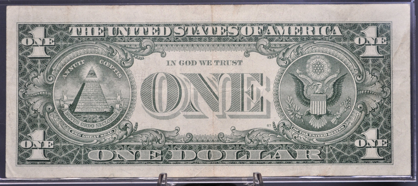 1957 Fancy Bookend Serial Number Silver Certificate 1 Dollar Note - 72514272 - 1957 One Dollar Blue Seal Fancy Serial Banknote - Fr#1619