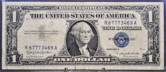 1957B Fancy Lucky 777 Repeater Serial Number Silver Certificate - 67773469 - 1957 B One Dollar Blue Seal Fancy Serial Note - Fr#1621