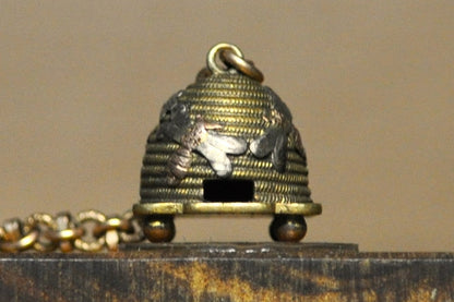 Brass/Bronze Beehive Charm - Signed B.BR - Bug Jewelry