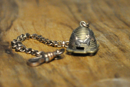 Brass/Bronze Beehive Charm - Signed B.BR - Bug Jewelry