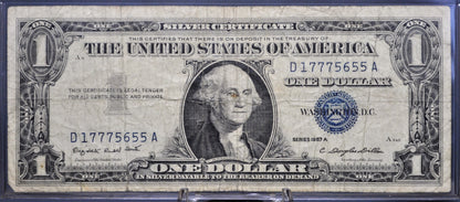 1957A Lucky 777 Fancy Serial Number Silver Certificate 1 Dollar Note - 17775655 - 1957 A One Dollar Blue Seal Banknote - Fr#1620