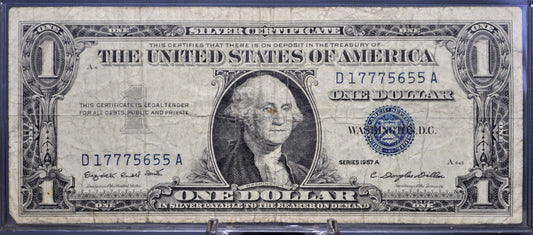 1957A Lucky 777 Fancy Serial Number Silver Certificate 1 Dollar Note - 17775655 - 1957 A One Dollar Blue Seal Banknote - Fr#1620