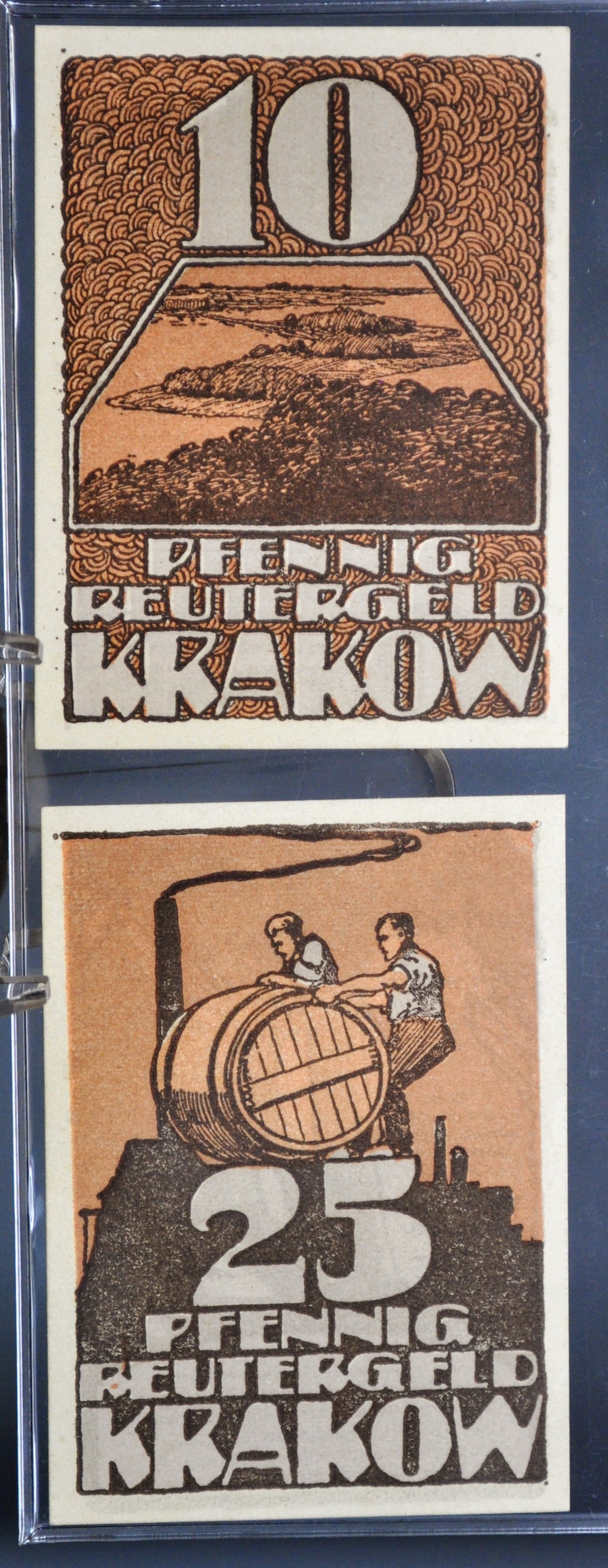 Set of 2 1922 Krakow 10 & 25 Pfennig Notgeld - Mecklenburg-Schwerin Note - 1922 German Emergency Ten and Twenty-Five Pfennig Notes