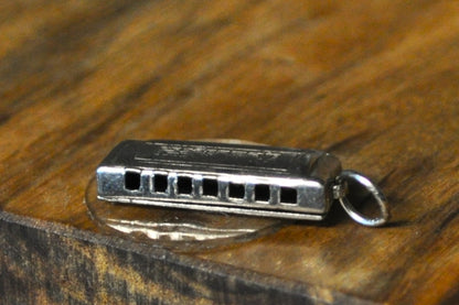 Small Silver Lyrical Harmonica Pendant - Stamped and Tested Sterling Silver - P&B Sterling - Musical Charms
