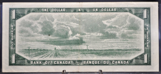 1954 Bank of Canada 1 Dollar Banknote - Modified Issue - Beattie-Raminsky Signed - 1954 Canadian One Dollar Altered Portrait Note - P#74b