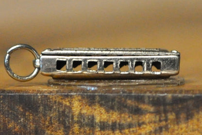 Small Silver Lyrical Harmonica Pendant - Stamped and Tested Sterling Silver - P&B Sterling - Musical Charms