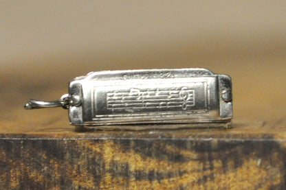 Small Silver Lyrical Harmonica Pendant - Stamped and Tested Sterling Silver - P&B Sterling - Musical Charms
